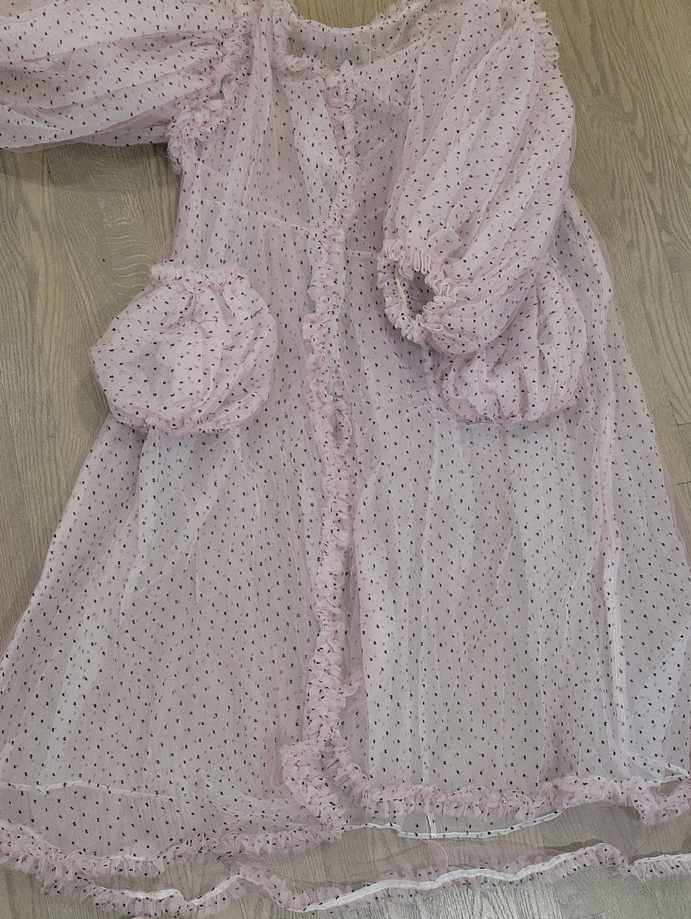 Womens Pink Ruffle Dot Chiffon Duster